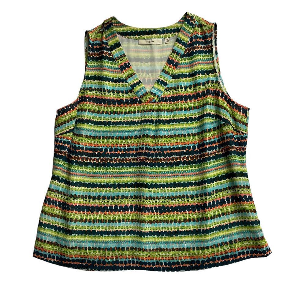 Sejour Women's Size‎ 14W Top Blouse Sleeveless Green Chiffon Work Office Chic - Picture 6 of 11